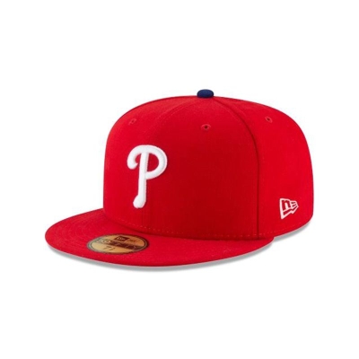 Red Philadelphia Phillies Hat - New Era MLB Authentic Collection 59FIFTY Fitted Caps USA0916835